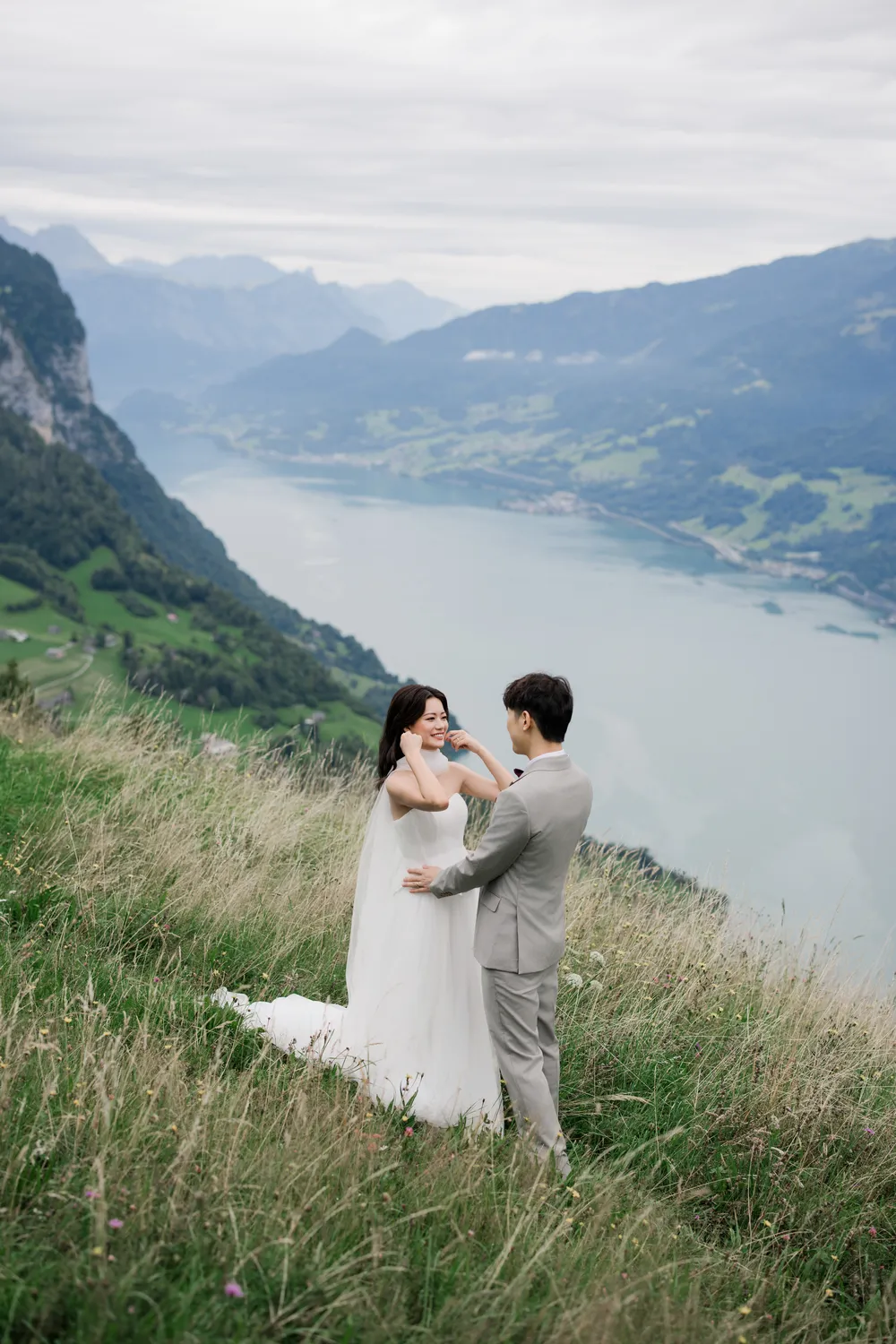 Bespoke, low-light pre-wedding narrative on the shores of **Walensee**.